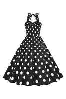 Laden Sie das Bild in den Galerie-Viewer, Rosa Polka Dots Pin Up Vintage 1950er Jahre Kleid