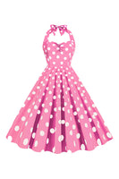 Laden Sie das Bild in den Galerie-Viewer, Rosa Polka Dots Pin Up Vintage 1950er Jahre Kleid