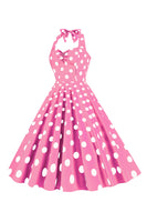 Laden Sie das Bild in den Galerie-Viewer, Rosa Polka Dots Pin Up Vintage 1950er Jahre Kleid