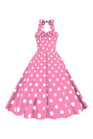 Laden Sie das Bild in den Galerie-Viewer, Rosa Polka Dots Pin Up Vintage 1950er Jahre Kleid