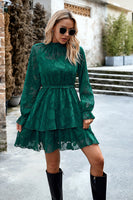 Laden Sie das Bild in den Galerie-Viewer, Weißes langärmeliges kurzes Freizeitkleid in A-Linie mit Applikationen