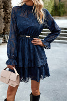 Laden Sie das Bild in den Galerie-Viewer, Weißes langärmeliges kurzes Freizeitkleid in A-Linie mit Applikationen