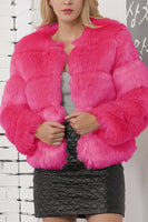 Laden Sie das Bild in den Galerie-Viewer, Grauer Schal Revers Cropped Frauen Kunstpelzmantel