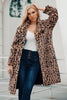 Laden Sie das Bild in den Galerie-Viewer, Brauner gekerbter Revers Leoparden Mantel mit Leoparden Drucken für lange Frauen aus Kunstpelz