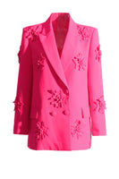 Laden Sie das Bild in den Galerie-Viewer, Fuchsia Double Breated Peak Revers Damen Blazer mit Blumen