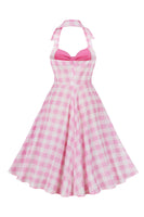 Laden Sie das Bild in den Galerie-Viewer, Retro Stile A-Linie Neckholder Rosa Kleid aus den 1950er Jahren