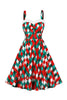 Laden Sie das Bild in den Galerie-Viewer, A Linie Spaghettiträger Rotes Weihnachts Vinatge Kleid