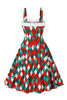 Laden Sie das Bild in den Galerie-Viewer, A Linie Spaghettiträger Rotes Weihnachts Vinatge Kleid