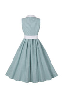 Laden Sie das Bild in den Galerie-Viewer, Grün kariertes Rockabilly Kleid mit Gürtel