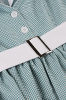 Laden Sie das Bild in den Galerie-Viewer, Grün kariertes Rockabilly Kleid mit Gürtel