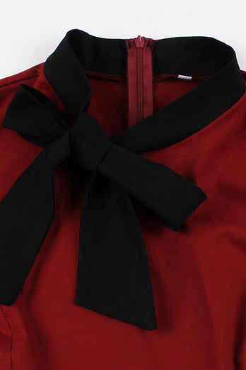Rotes A-Line Rockabilly Kleid mit Gürtel