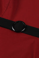 Laden Sie das Bild in den Galerie-Viewer, Rotes A-Line Rockabilly Kleid mit Gürtel