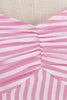 Laden Sie das Bild in den Galerie-Viewer, Spaghettiträger rosa Streifen Swing Kleid aus den 1950er Jahren