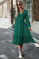 Laden Sie das Bild in den Galerie-Viewer, A-Linie Rosa Freizeitkleid mit langen Ärmeln