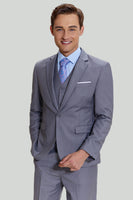 Laden Sie das Bild in den Galerie-Viewer, Graue Herren 3-teilige gekerbte Ansteckball Anzüge