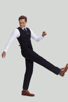 Laden Sie das Bild in den Galerie-Viewer, Schwarzer dreiteiliger Anzug für Herren mit gekerbtem Revers