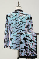 Laden Sie das Bild in den Galerie-Viewer, Schwarz Weiß Pailletten Herren Zweiteiler Anzug Schal Revers Ein-Knopf Smoking