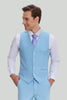 Laden Sie das Bild in den Galerie-Viewer, Himmelblau 3-teiliges gekerbtes Revers Herren Modern Fit Anzug