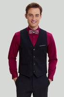 Laden Sie das Bild in den Galerie-Viewer, Schwarzer Herren 3-teiliger Slim Fit Schal Revers Anzug