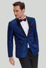 Laden Sie das Bild in den Galerie-Viewer, Königsblau Schal Revers 2 Stück Slim Fit Herren Anzug