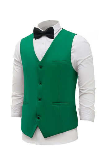 Grünes einreihiges Schal Revers Herren Anzug Weste