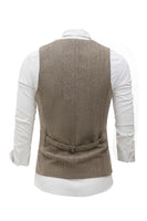 Laden Sie das Bild in den Galerie-Viewer, Khaki Einfarbig Einreihig Shawl Revers Herren Anzug Weste