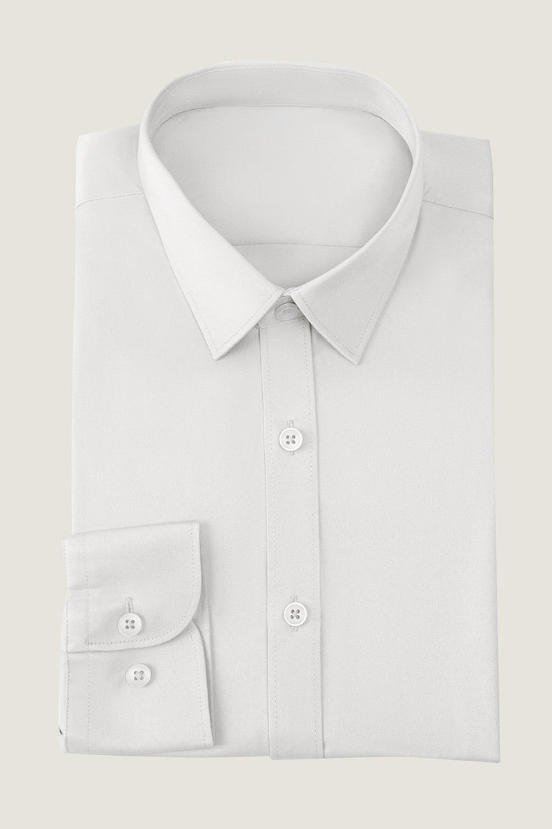 Laden Sie das Bild in den Galerie-Viewer, Weißes Einfarbig Langarm Shirt Herren Anzug Hemd