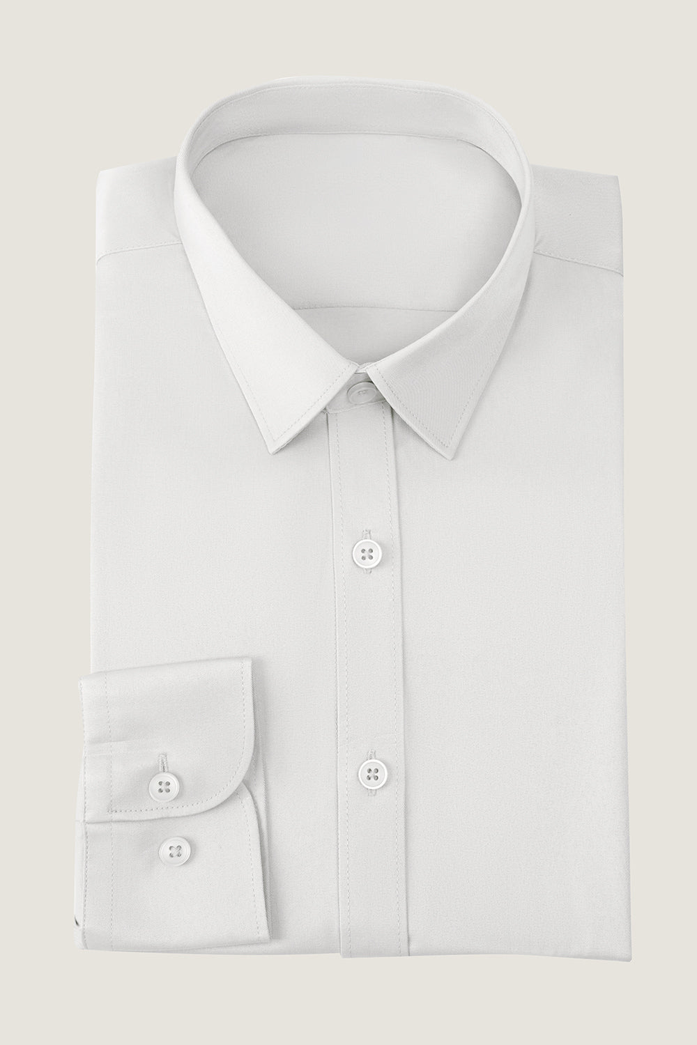 Weißes Einfarbig Langarm Shirt Herren Anzug Hemd