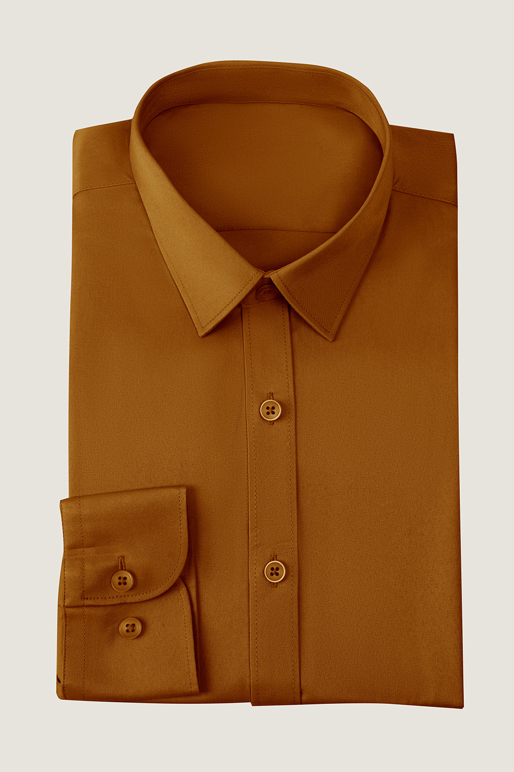 Kamel Einfarbig Langarm Anzug Hemd