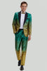 Laden Sie das Bild in den Galerie-Viewer, Goldgrün Herren 2-teilige peak Revers pailletten Anzüge