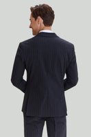 Laden Sie das Bild in den Galerie-Viewer, Herren 3-teiliger Nadelstreifen dunkelgrauer Anzug