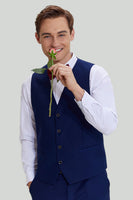 Laden Sie das Bild in den Galerie-Viewer, Herren Marine 3-teilige Ein Knopf Slim Fit Abiball Anzüge