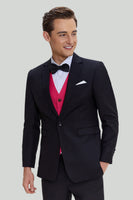 Laden Sie das Bild in den Galerie-Viewer, Schwarz Rosa 2-teilige gekerbte Revers Herrenanzüge