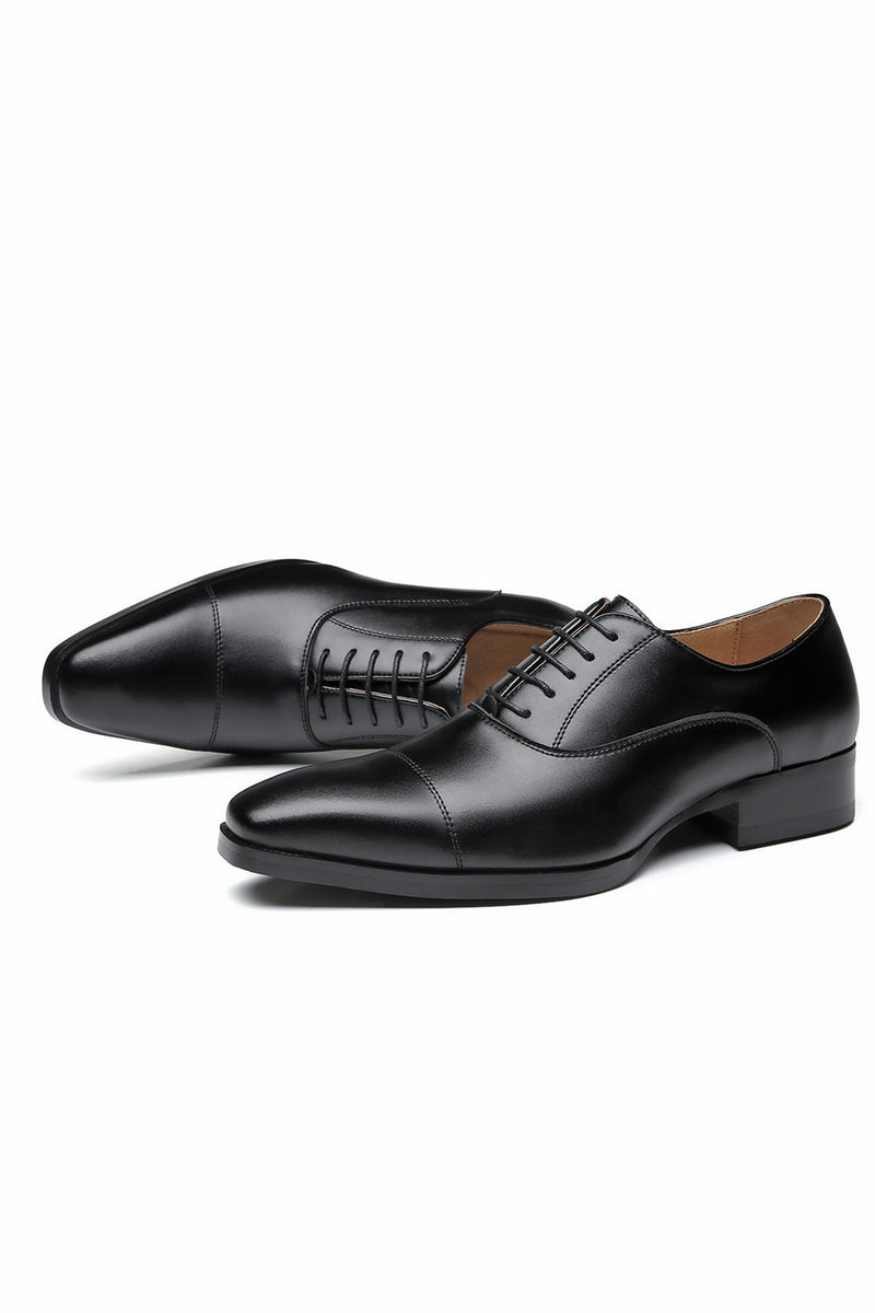 Laden Sie das Bild in den Galerie-Viewer, Schwarze Herren Leder Slip-On Formal Schuhe