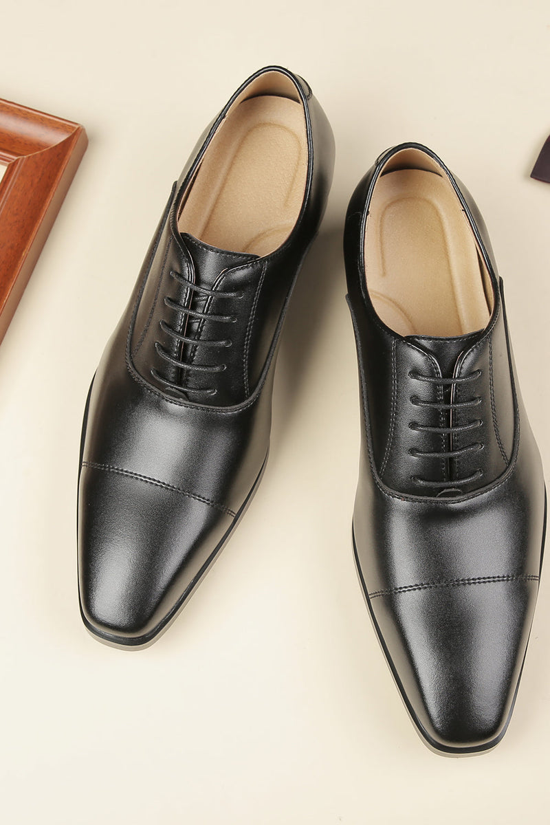 Laden Sie das Bild in den Galerie-Viewer, Schwarze Herren Leder Slip-On Formal Schuhe