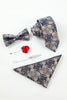 Laden Sie das Bild in den Galerie-Viewer, Marine Herren Jacquard 5-teiliges Accessoire Set Krawatte und Fliege Tasche Quadrat Blume Revers Anstecknadel Clip