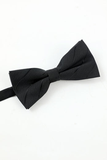 Schwarzer Streifen Herren 5-teiliges Accessoire-Set Krawatte und Fliege Tasche Quadratische Blume Anstecknadel Krawatte Clip