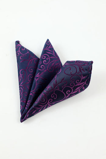 Lila Jacquard Herren 5-teiliges Accessoire Set Krawatte und Fliege Tasche Quadrat Blume Anstecknadel Krawatte Clip