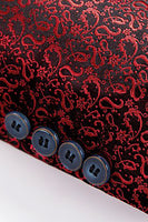 Laden Sie das Bild in den Galerie-Viewer, Schwarzer Schal Revers Jacquard 3 Stück Herren Anzüge