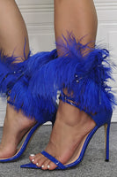 Laden Sie das Bild in den Galerie-Viewer, Stiletto-Sandalen mit spitzer Zehenpartie in Königsblau