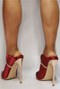 Laden Sie das Bild in den Galerie-Viewer, Burgunderrote Stiletto-Schuhe mit fester spitzer Zehenpartie