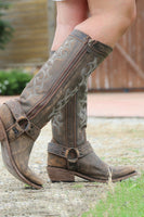 Laden Sie das Bild in den Galerie-Viewer, Blau bestickte Cowgirl Boho Mid Calf Stiefel