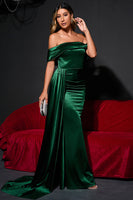 Laden Sie das Bild in den Galerie-Viewer, Mermaid Schulterfreies Burgundy Ballkleid mit Rüschen