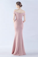 Laden Sie das Bild in den Galerie-Viewer, Marineblaues schulterfreies Meerjungfrauen Kleid mit Schlitz