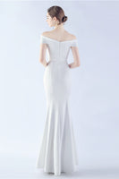 Laden Sie das Bild in den Galerie-Viewer, Marineblaues schulterfreies Meerjungfrauen Kleid mit Schlitz