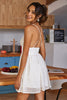 Laden Sie das Bild in den Galerie-Viewer, Weißes A-Linie Spaghettiträger Sommerkleid mit rückenfreien Punkten
