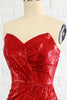 Laden Sie das Bild in den Galerie-Viewer, Sheath Herzausschnitt Rotes Pailletten Ballkleid mit Pailletten