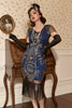 Laden Sie das Bild in den Galerie-Viewer, Blaues 1920 Retro Paillettenkleid
