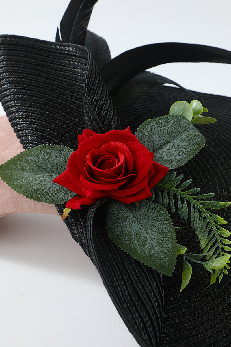 Laden Sie das Bild in den Galerie-Viewer, Schwarzer Hut mit Blume