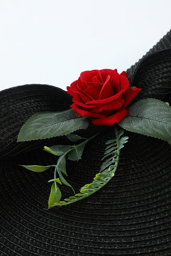 Schwarzer Hut mit Blume